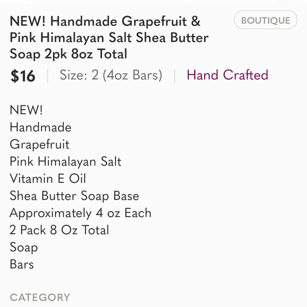 LAST SET ! Grapefruit & Pink Himalayan Salt Shea Butter Soap 2pk 8oz Total - Picture 4 of 9
